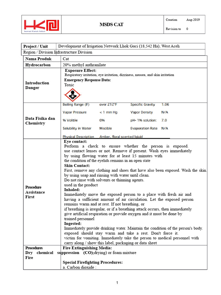 MSDS for Hydrocarbon Cat Product | PDF | Fires | Occupational Safety ...
