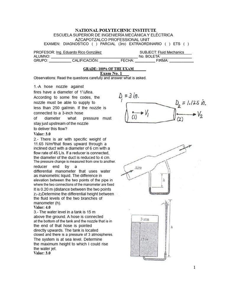 Fluid Mechanics Diagnostic Exam Series | PDF | Pressure | Pressure ...