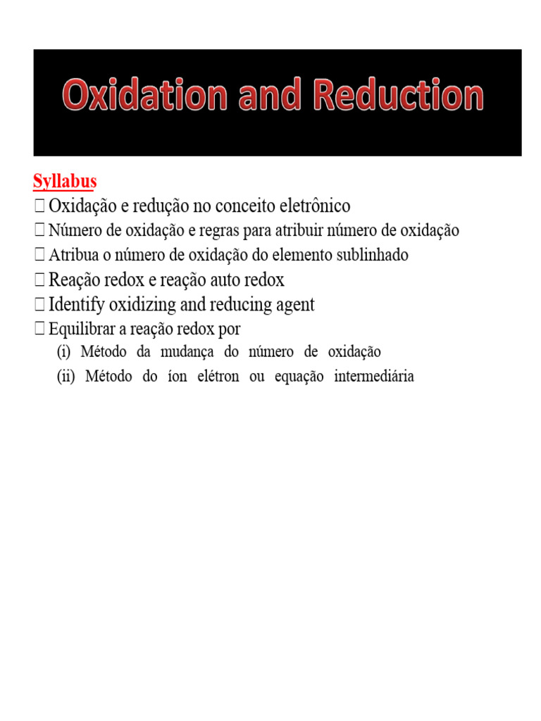 Oxidação e Redução | PDF | Reações químicas | Redox