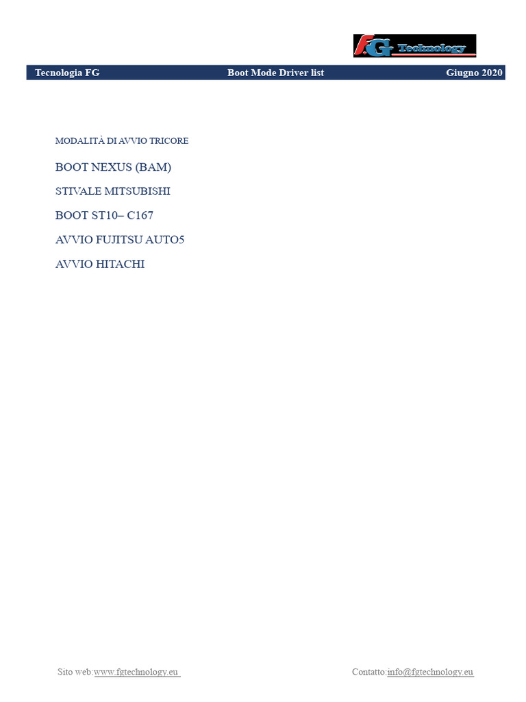 FG Technology Boot Mode Driver List | PDF | Car | Electric Vehicle