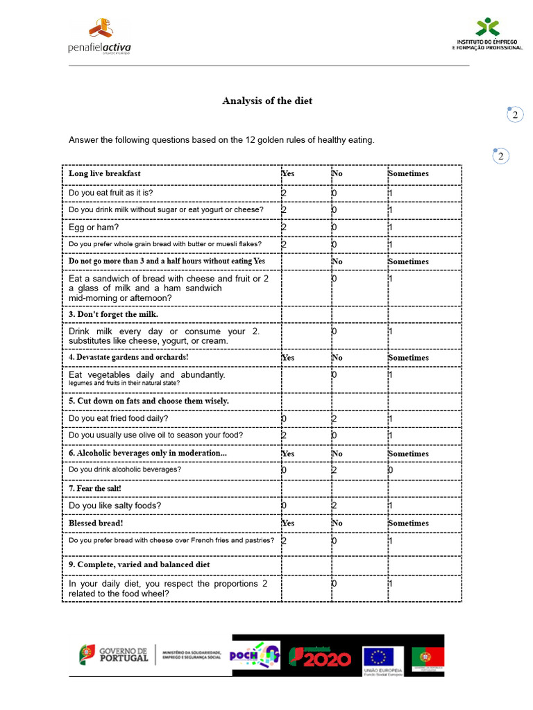 healthy eating questionnaire | PDF | Healthy Diet | Foods