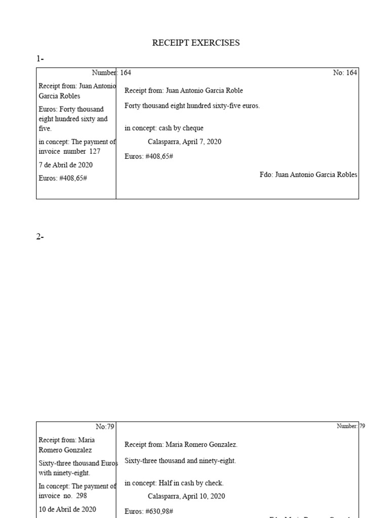 Receipt Exercise | PDF