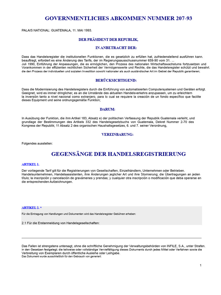 Gebühren Für Das Handelsregister | PDF