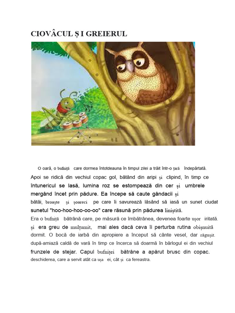 Bufnița Și Greierele | PDF