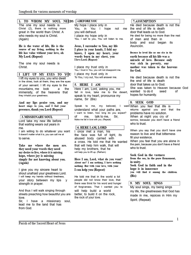 Worship Songbook for Spiritual Moments | PDF | Mary, Mother Of Jesus ...