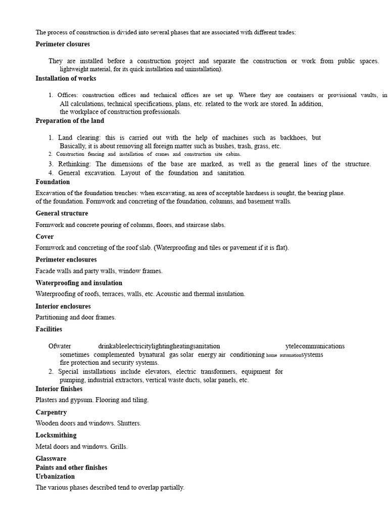 Phases of Construction Process Explained | PDF | Foundation ...