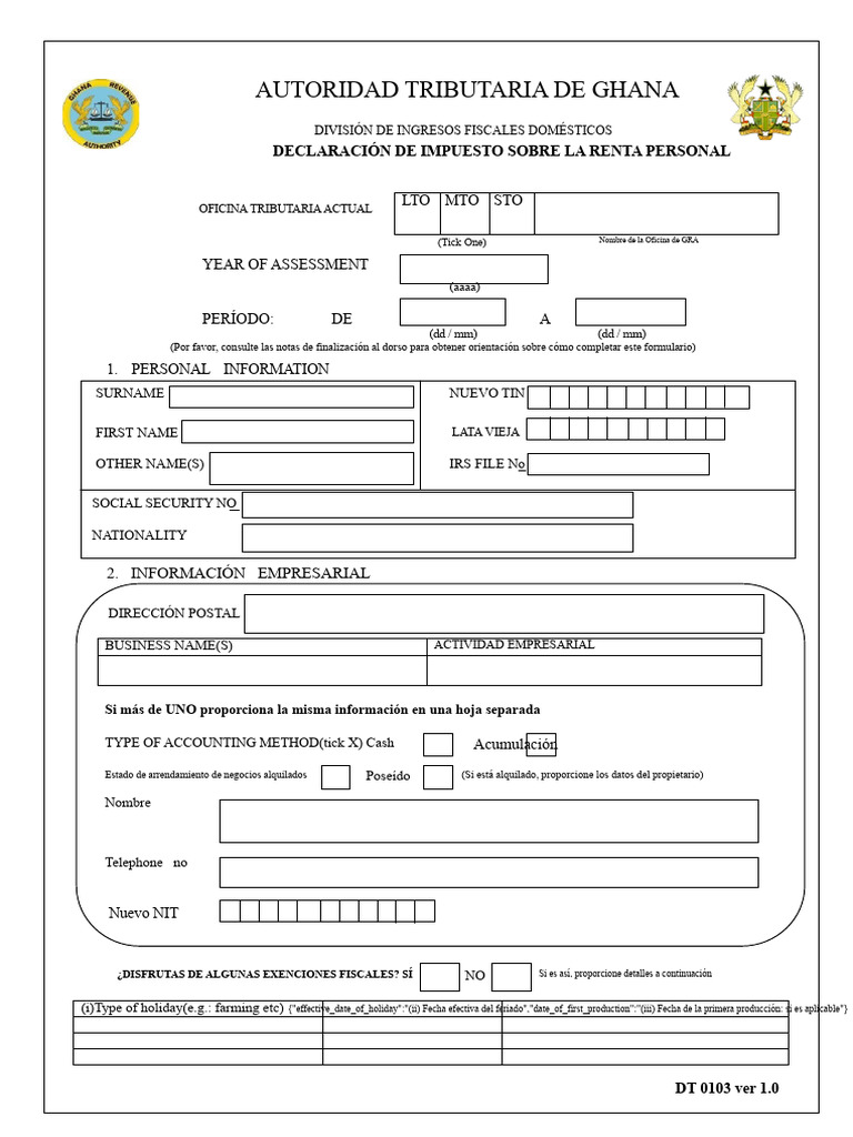 DT - 0103 - Formulario - de - Declaración - de - Impuesto Sobre La ...