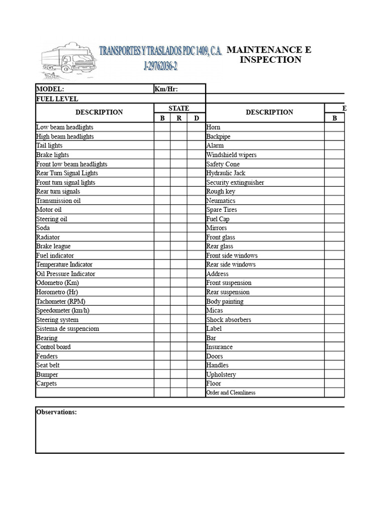 Truck Format | PDF