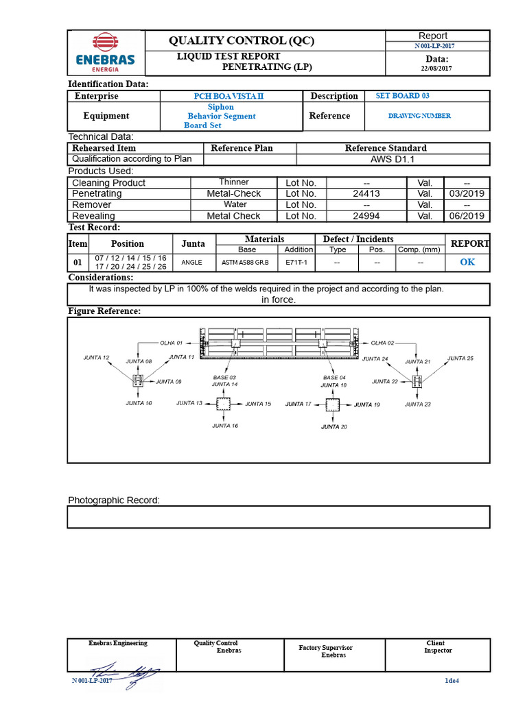 QC Liquid Penetrant Test Report 2017 | PDF | Welding | Construction