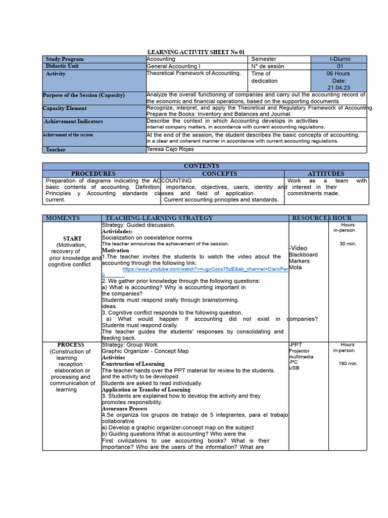 Learning Session 1 | PDF | Accounting | Learning