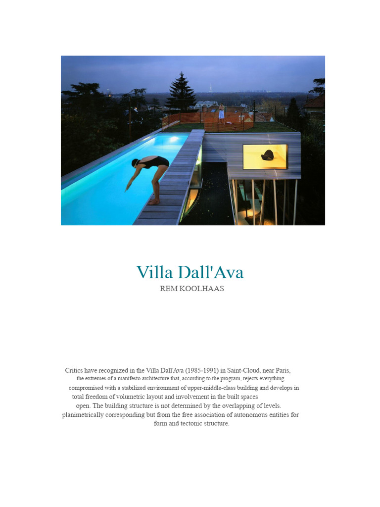 Villa Dall'Ava: Rem Koolhaas Architecture | PDF