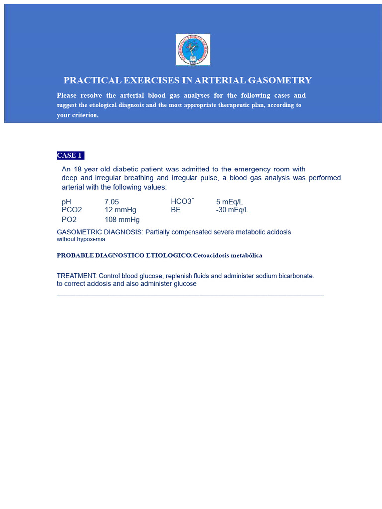 Practical Exercises On Arterial Blood Gas Analysis | PDF | Medical ...