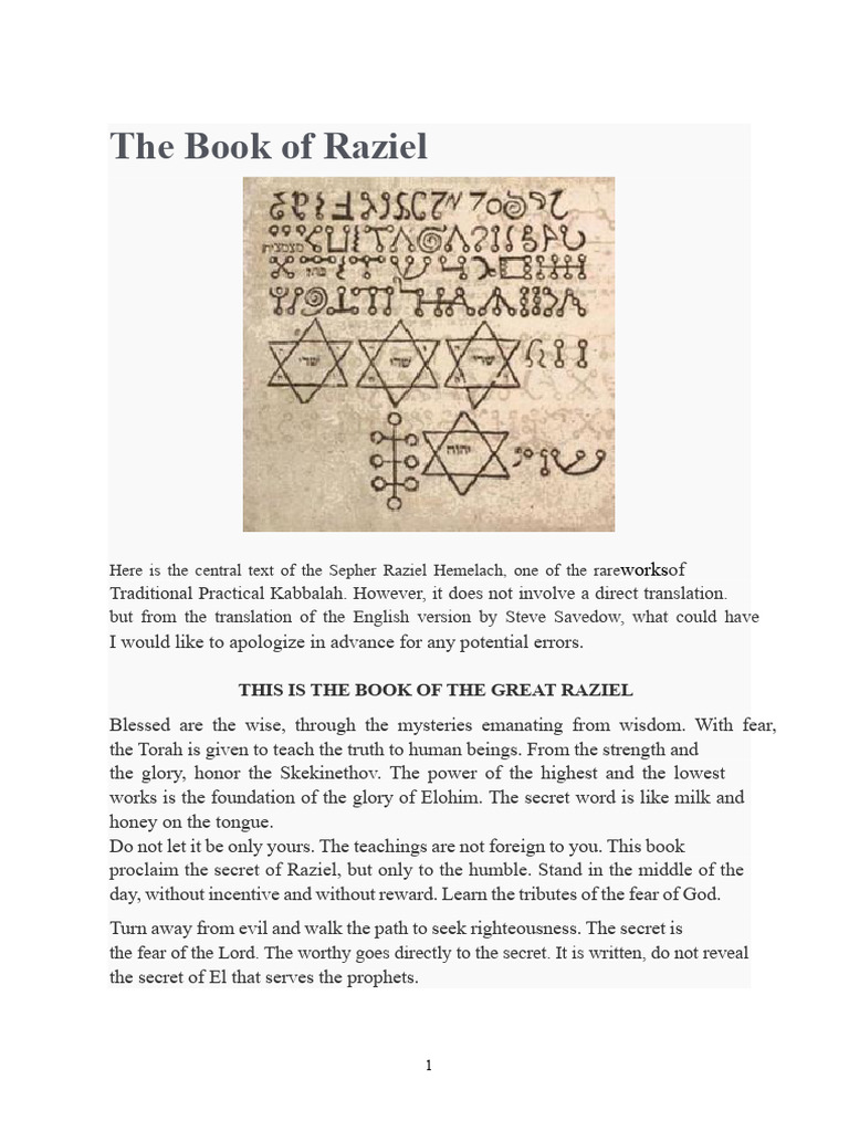 Secrets of the Book of Raziel | PDF | Jacob | Glory (Religion)