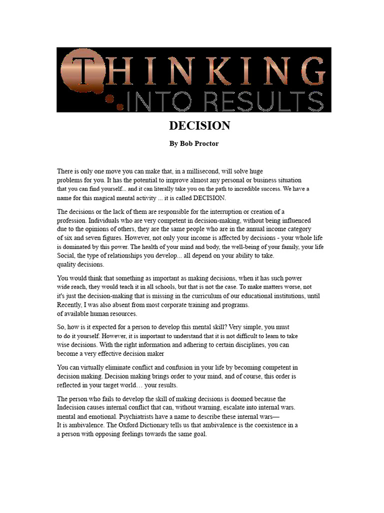Mastering Decision-Making for Success | PDF | Decision Making | Thought