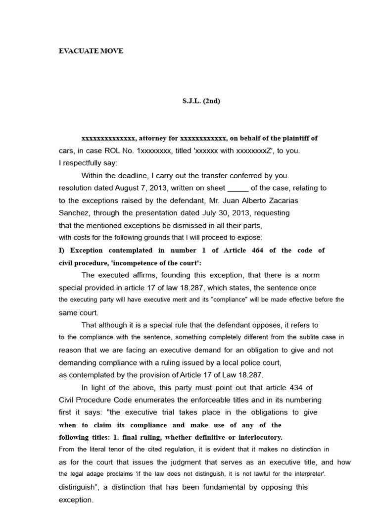 EVACUATE TRANSFER Response To Executive Judgment | PDF | Lawsuit ...