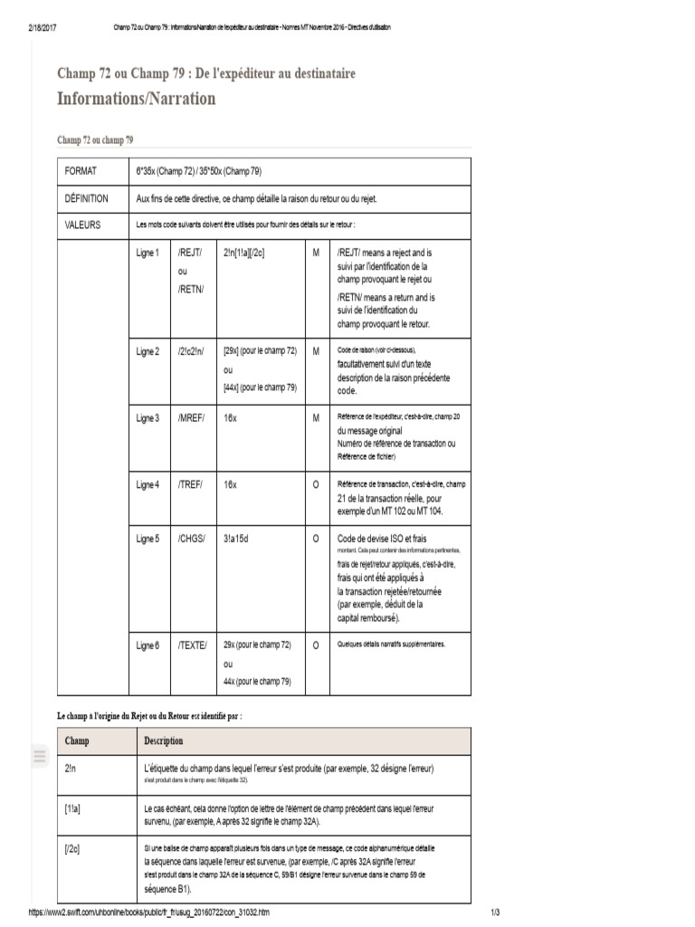 Champ 72 et 79 : Normes MT 2016 | PDF | Informatique