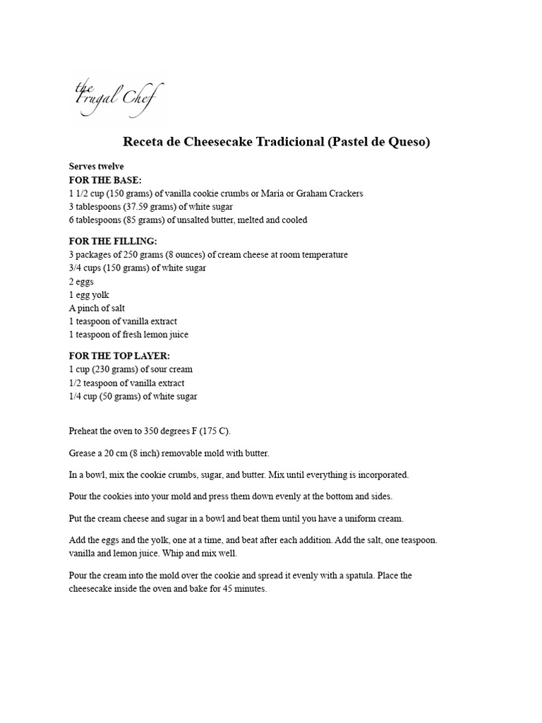 Cheesecake Recipe PDF | PDF