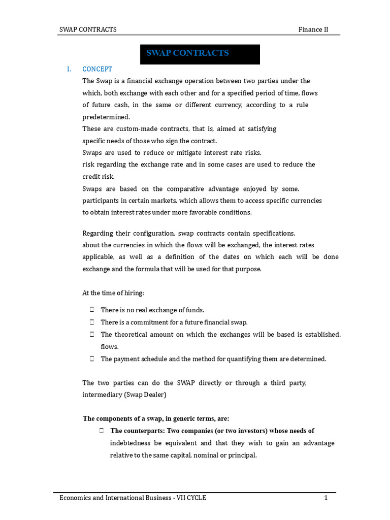 Understanding Swap Contracts in Finance | PDF | Swap (Finance ...