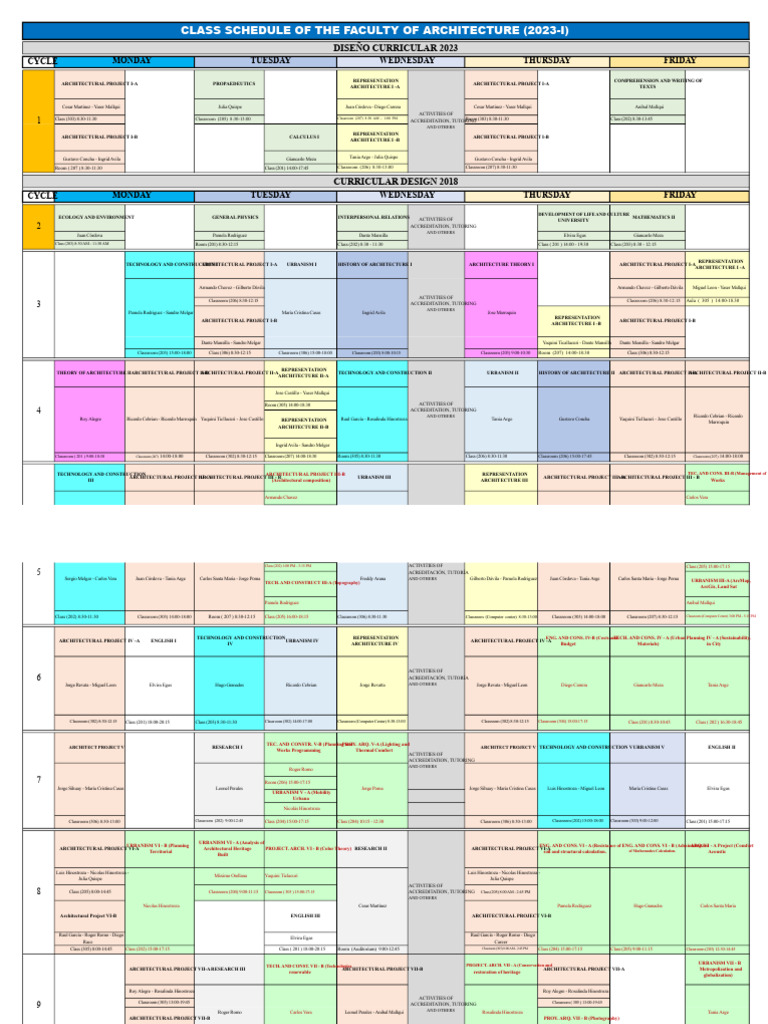 2023 Architecture Class Schedule | PDF