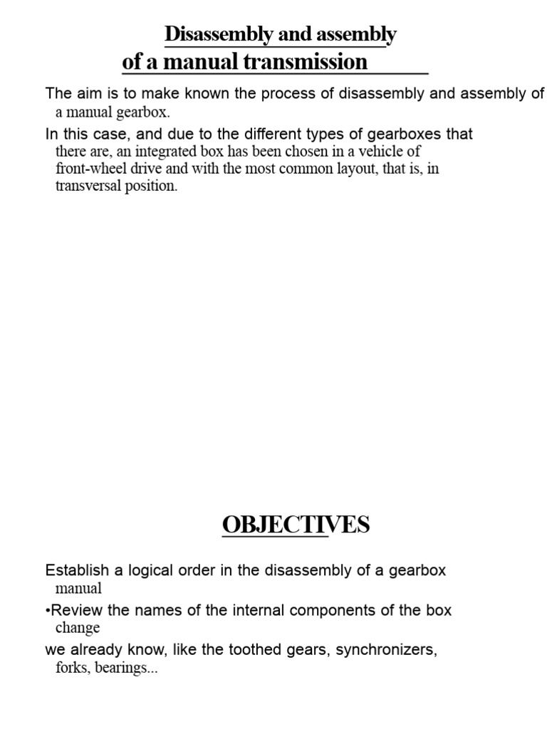 Disassembly and Assembly | PDF | Manual Transmission | Clutch