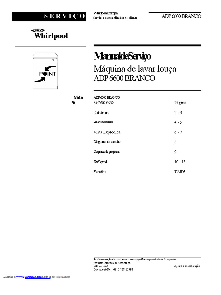 Manual de Serviço ADP 6600 Branco | PDF | Máquinas | Engenharia Mecânica