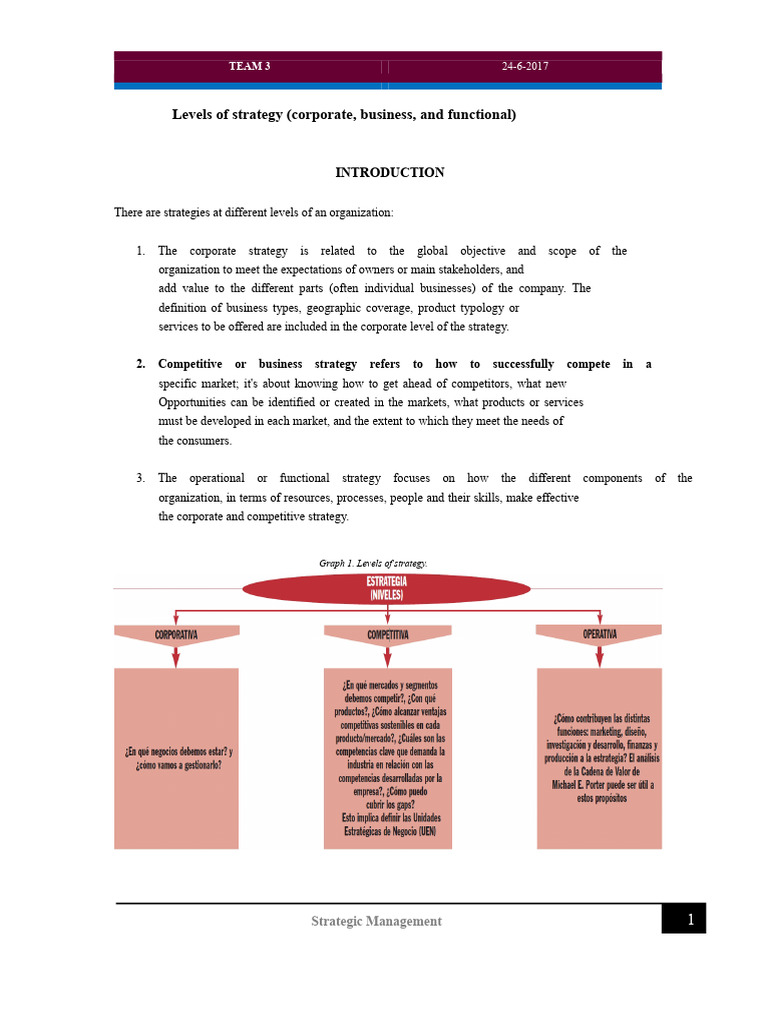 Levels of Corporate Business and Functional Strategy PDF | PDF ...