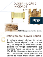 BIBLIOLOGIA - LIÇÃO 2 CANONICIDADE II TM 3:16-17