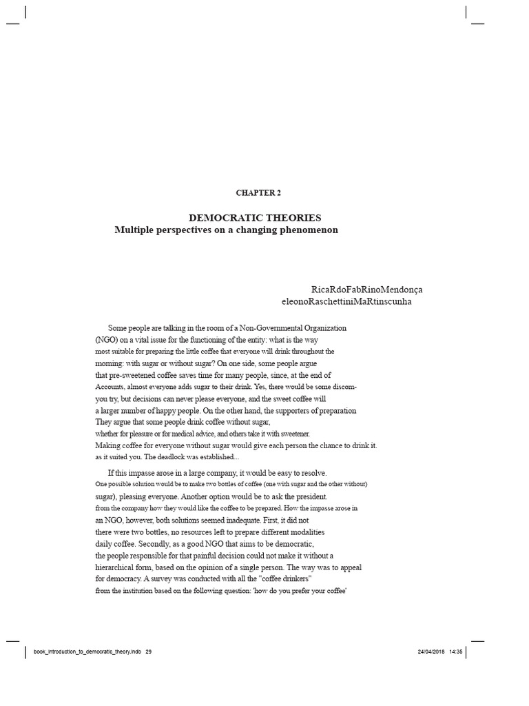 MENDONÇA CUNHA Democratic Theories | PDF | Democracy | Political Ideologies