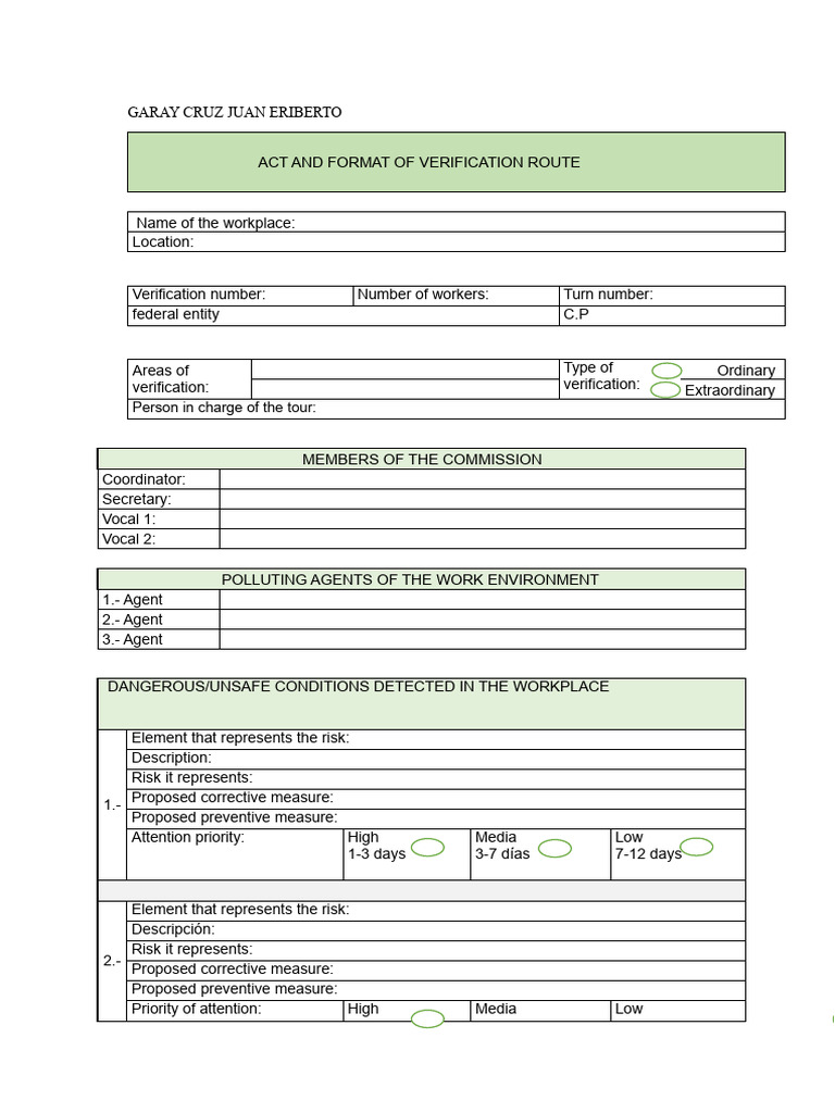Verification Walk Format | PDF | Risk | Occupational Safety And Health