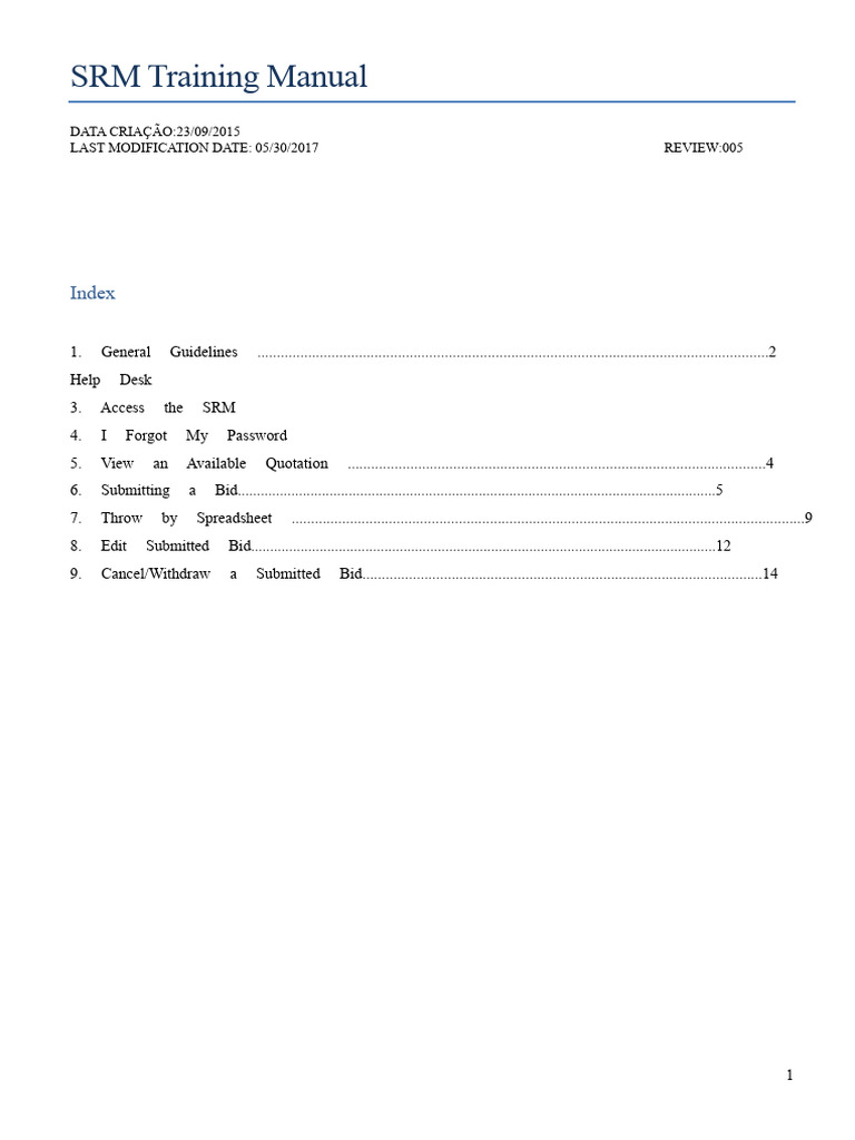 SRM Training Manual Overview | PDF | Spreadsheet | Microsoft Excel