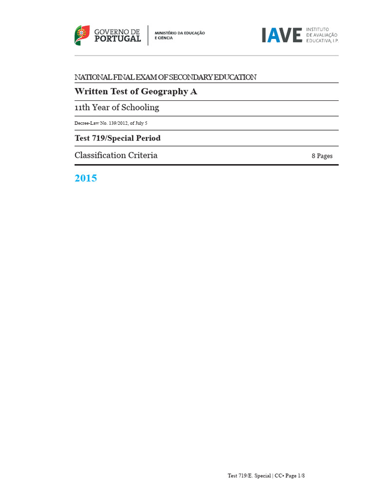 Geography Exam A (719 - Special Period 2015) Grading Criteria | PDF ...