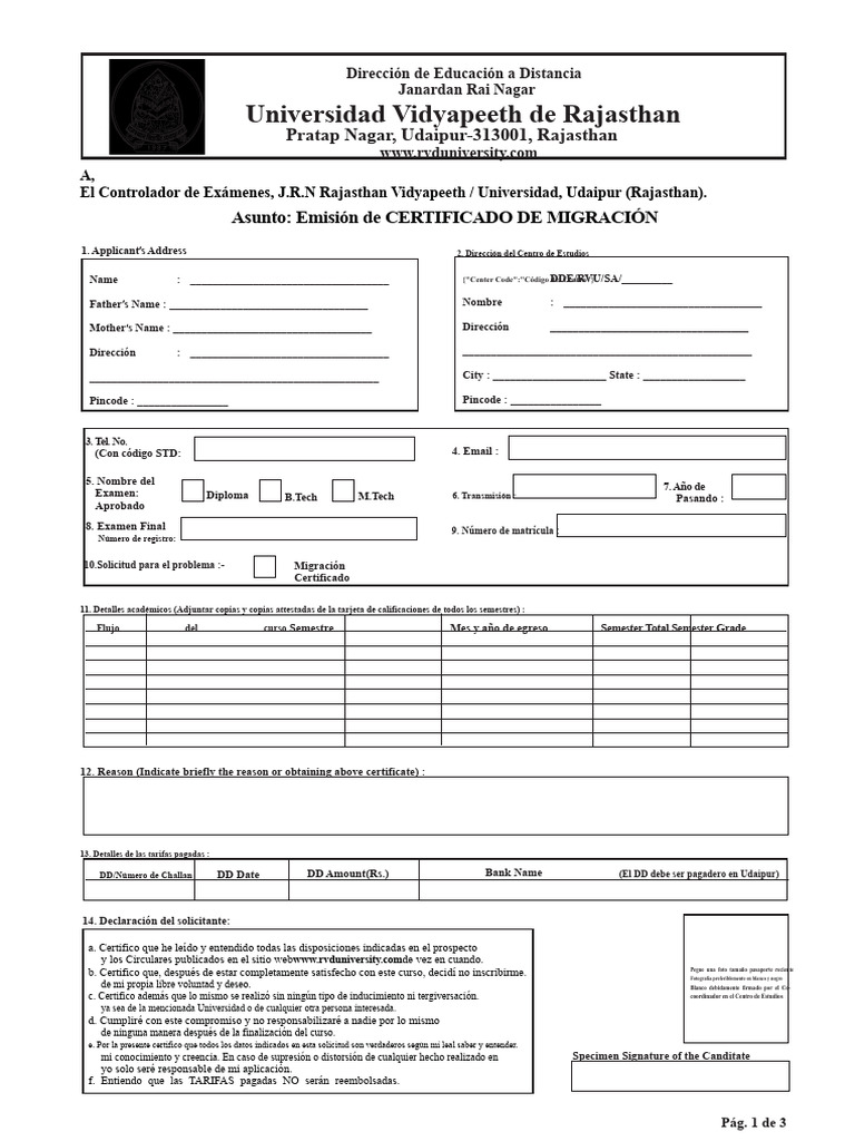 Formulario de Migración | PDF