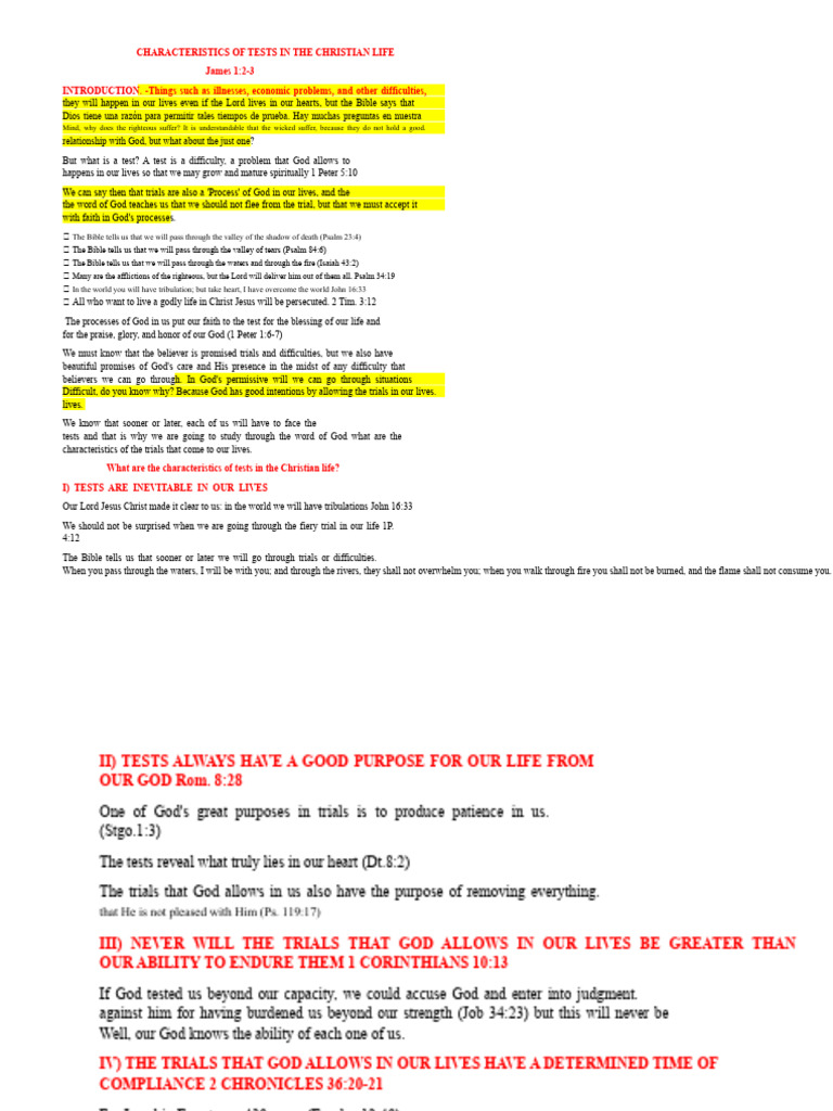 Characteristics of Tests in Christian Life | PDF | God | Bible