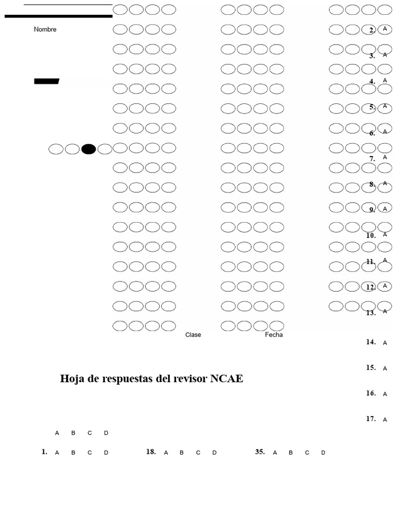 Hoja de Respuestas Del Revisor NCAE | PDF