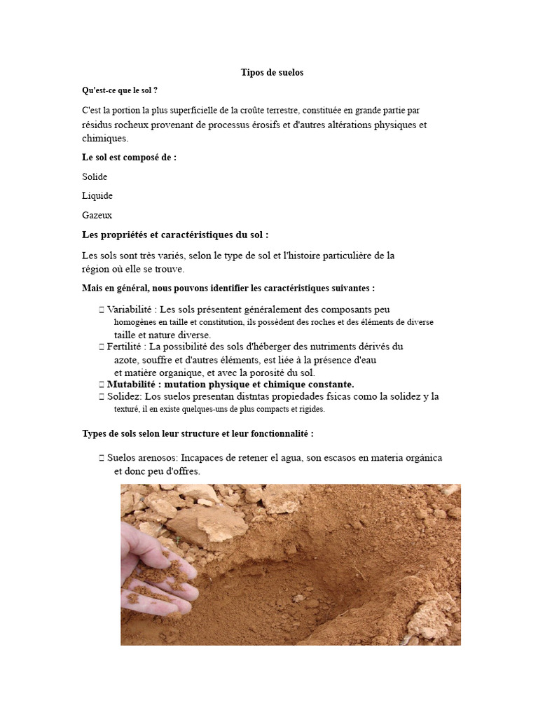 Types de sols et leurs caractéristiques | PDF | Sol (pédologie ...