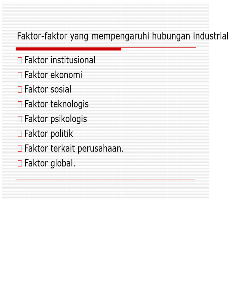 Faktor-Faktor Pengaruh Hubungan Industrial | PDF