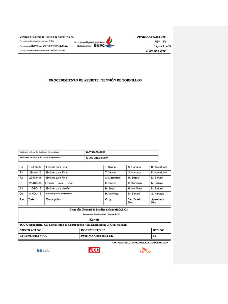Bolt Torquing Tensioning Procedure PDF | PDF | Tornillo | Materiales