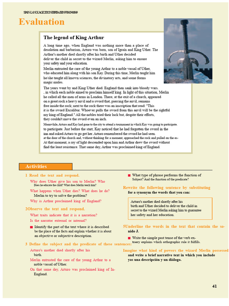 Evaluation: The Legend of King Arthur | PDF | Merlin | Excalibur