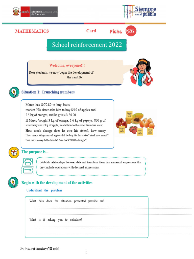 2022 School Math Reinforcement Activities | PDF | Arithmetic | Division ...