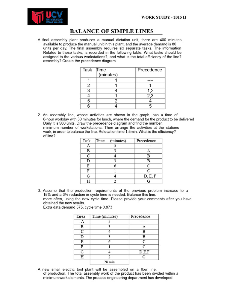 Work Study: Assembly Line Balancing Guide | PDF | Chess | Chess Theory