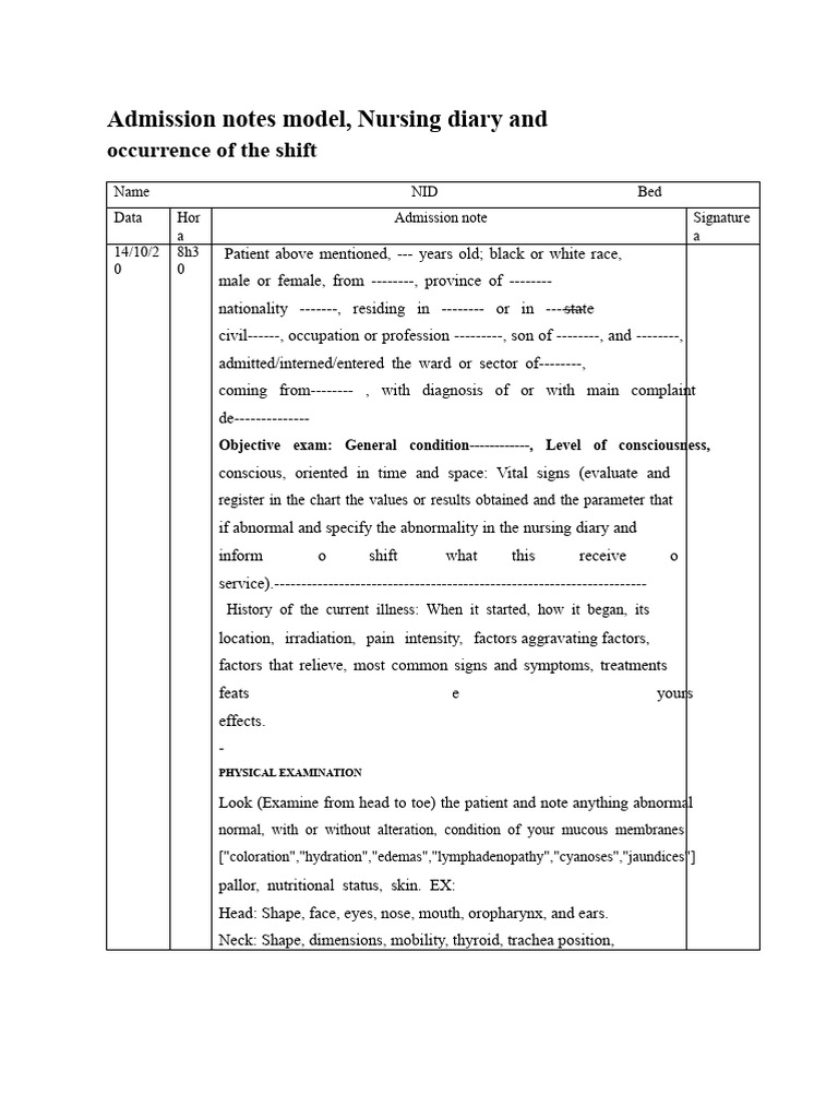 Admission Model Nurse | PDF | Medicine | Human Diseases And Disorders