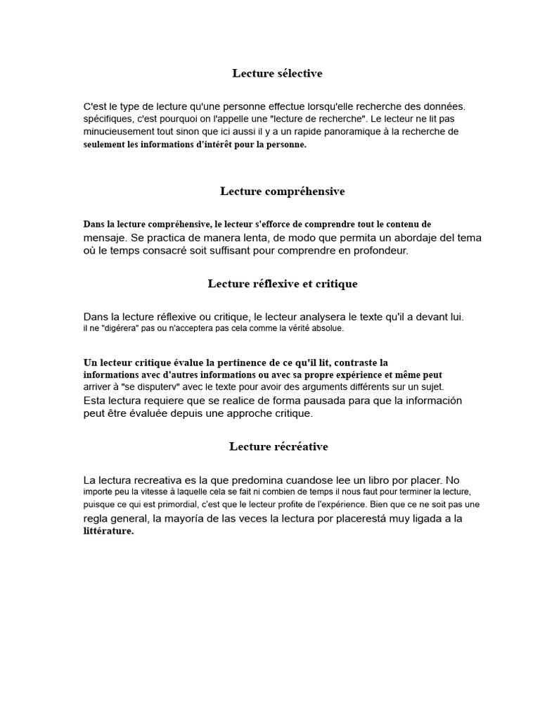 Types de lecture : sélective à récréative | PDF