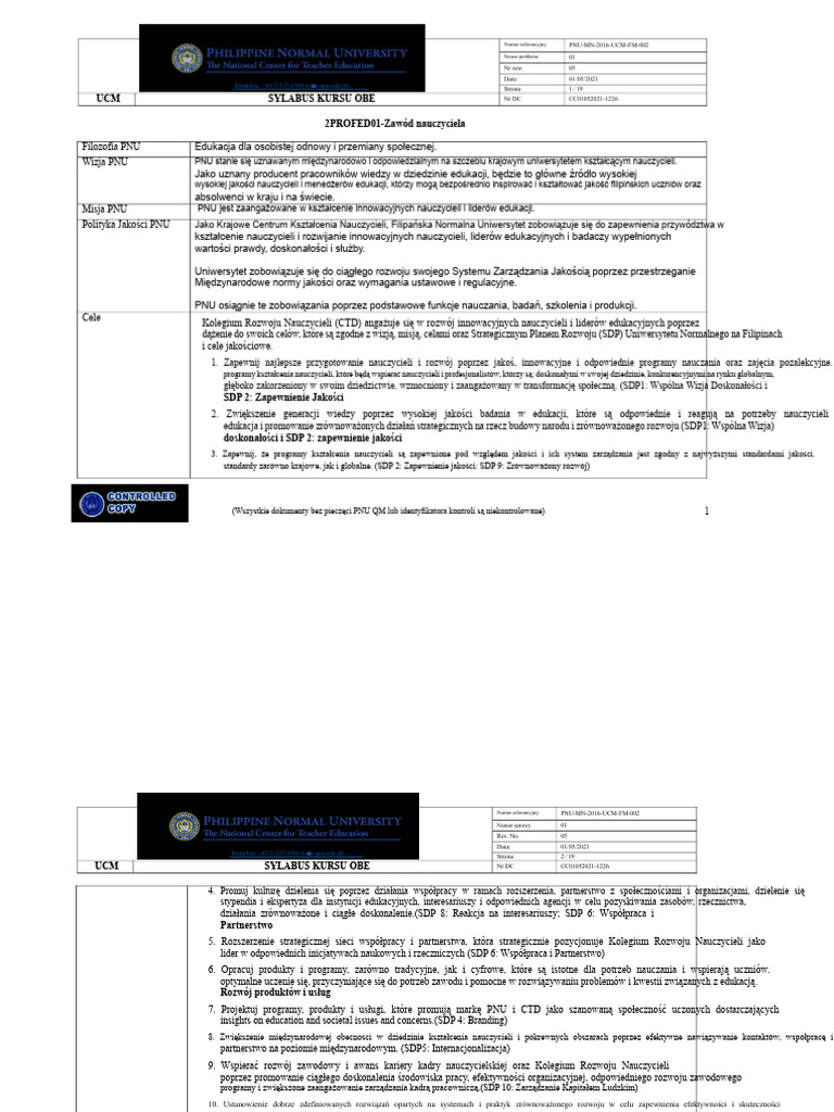 Program nauczania | PDF