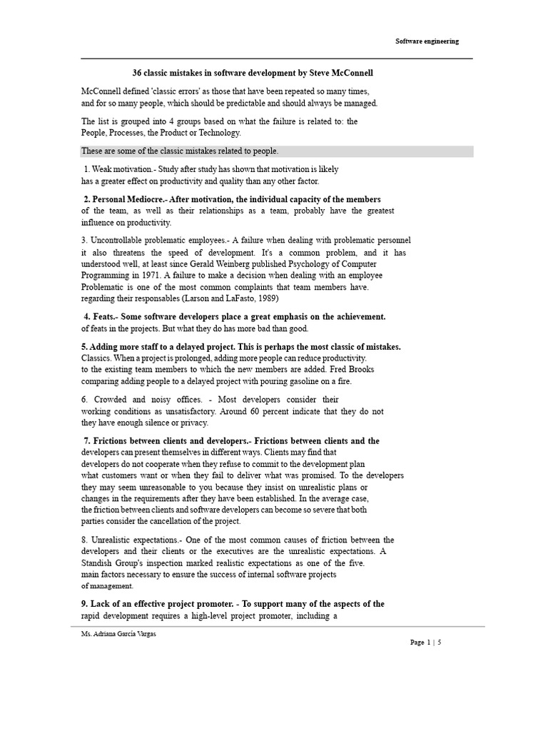 36 Common Software Development Mistakes | PDF | Software | Motivation