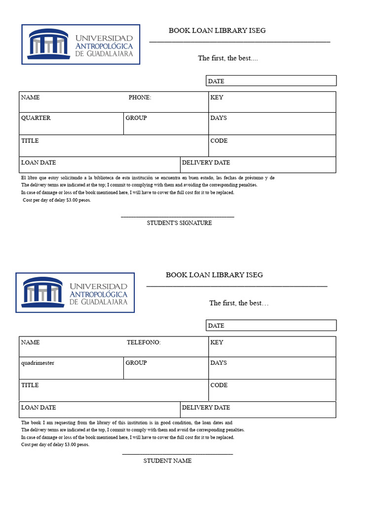 ISEG Library Book Loan Agreement | PDF