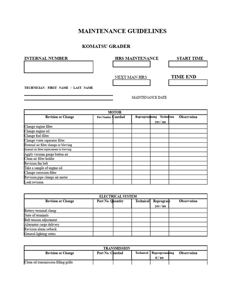 Komatsu and Caterpillar Maintenance Guide | PDF | Brake | Motor Oil
