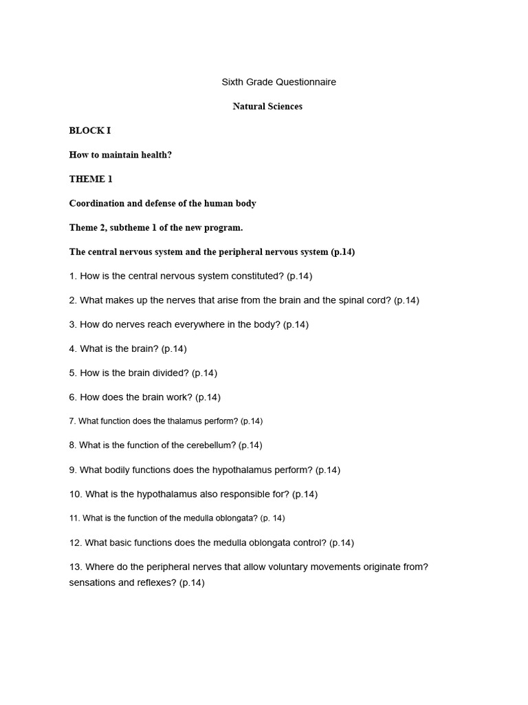 Sixth Grade Health and Science Questionnaire | PDF | Atmosphere Of ...