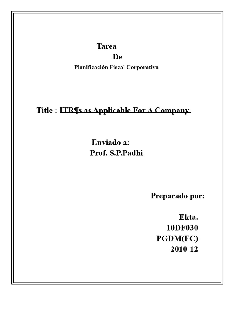 Tarea de ITR | PDF | Impuestos | Impuesto sobre la renta