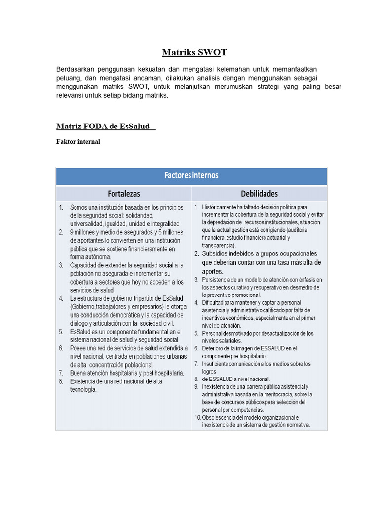 Matriks SWOT | PDF