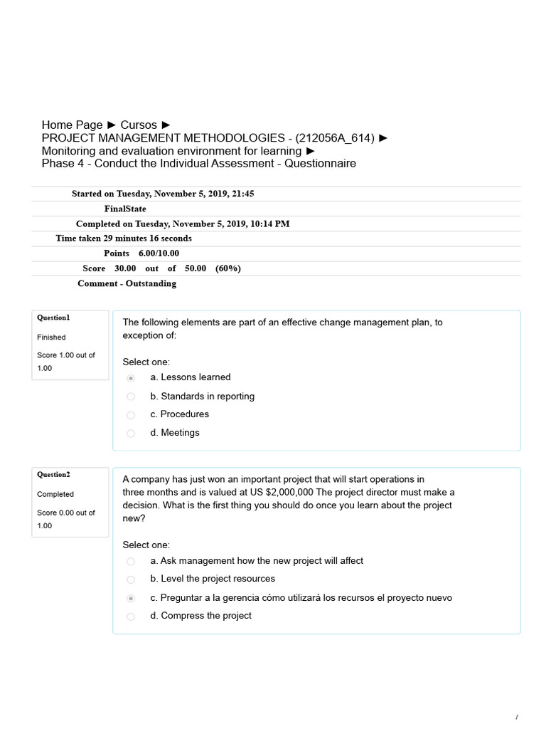 Phase 4 - Conduct The Individual Assessment - Questionnaire | PDF ...